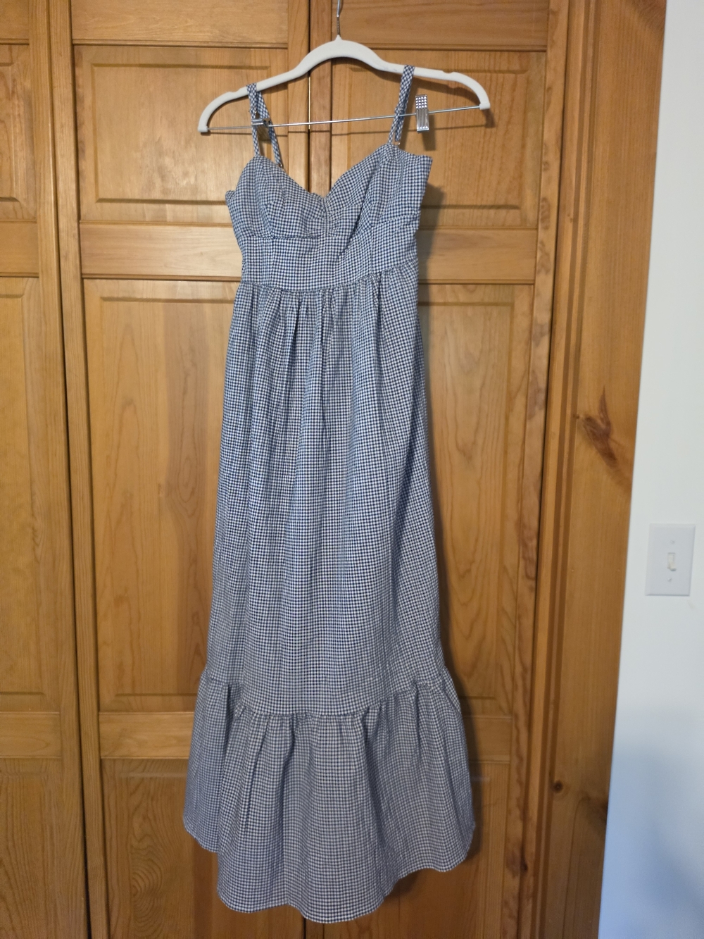 Blue Gingham Maxi Sundress with Sweetheart Neckline by Rewind XS